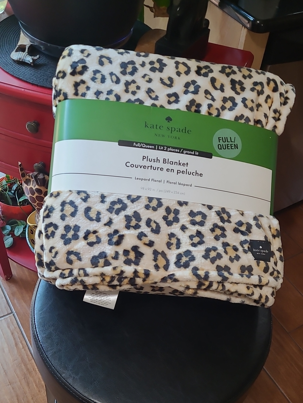 Kate Spade Plush Floral Leopard Blanket